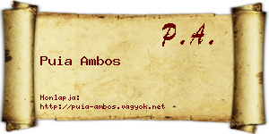 Puia Ambos névjegykártya